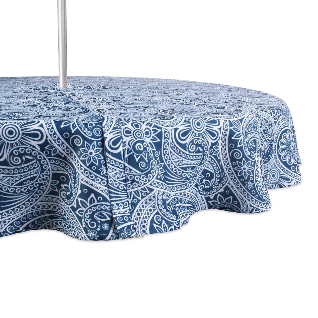 DII® 60" Blue Paisley Print Outdoor Tablecloth with Zipper